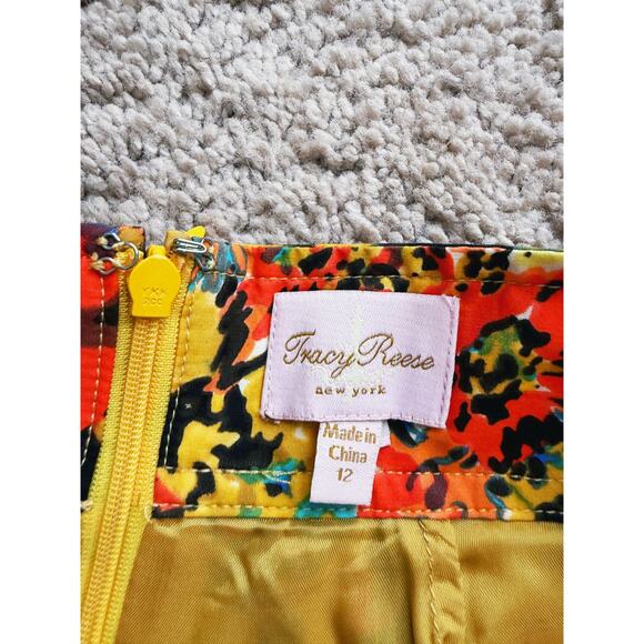Tracy Reese Anthropologie Gainsborough Yellow Pencil Skirt 12 Artsy Vintage - Picture 4 of 9